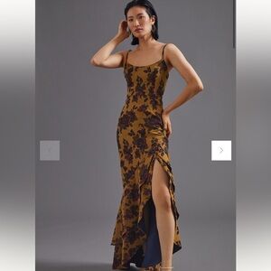 Anthropologie Floral Slip Maxi Dress